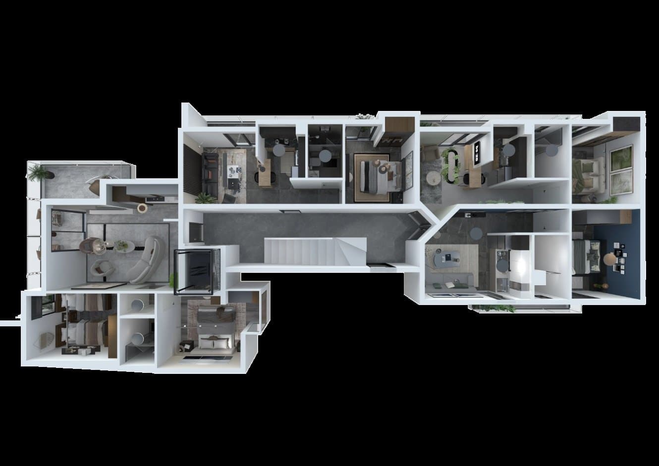 3D floor plan of the apartment level