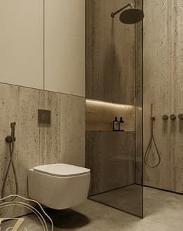 Stone-finished bathroom
