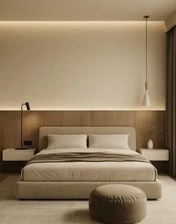 Bedroom with warm indirect lighting