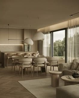 Open-plan dining and living room