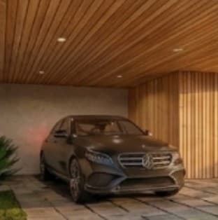 Covered parking with timber ceiling